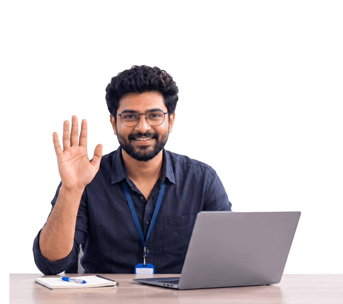 A TekSpotEdu instructor waving at the start of a live online class