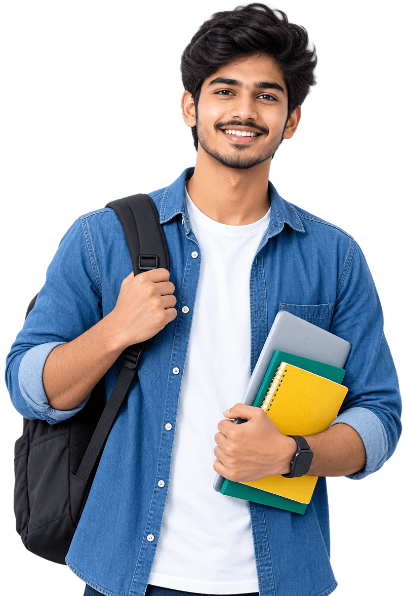 TekSpotEdu student carrying a laptop and course notes