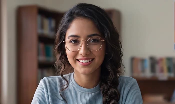 Student smiling during a live demo session