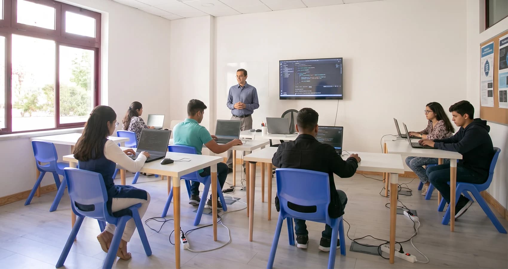 A TekSpotEdu classroom mid-session, learners at their laptops